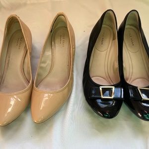 2 Pairs of Cole Haan Wedges, Nude and Black, size 8.5